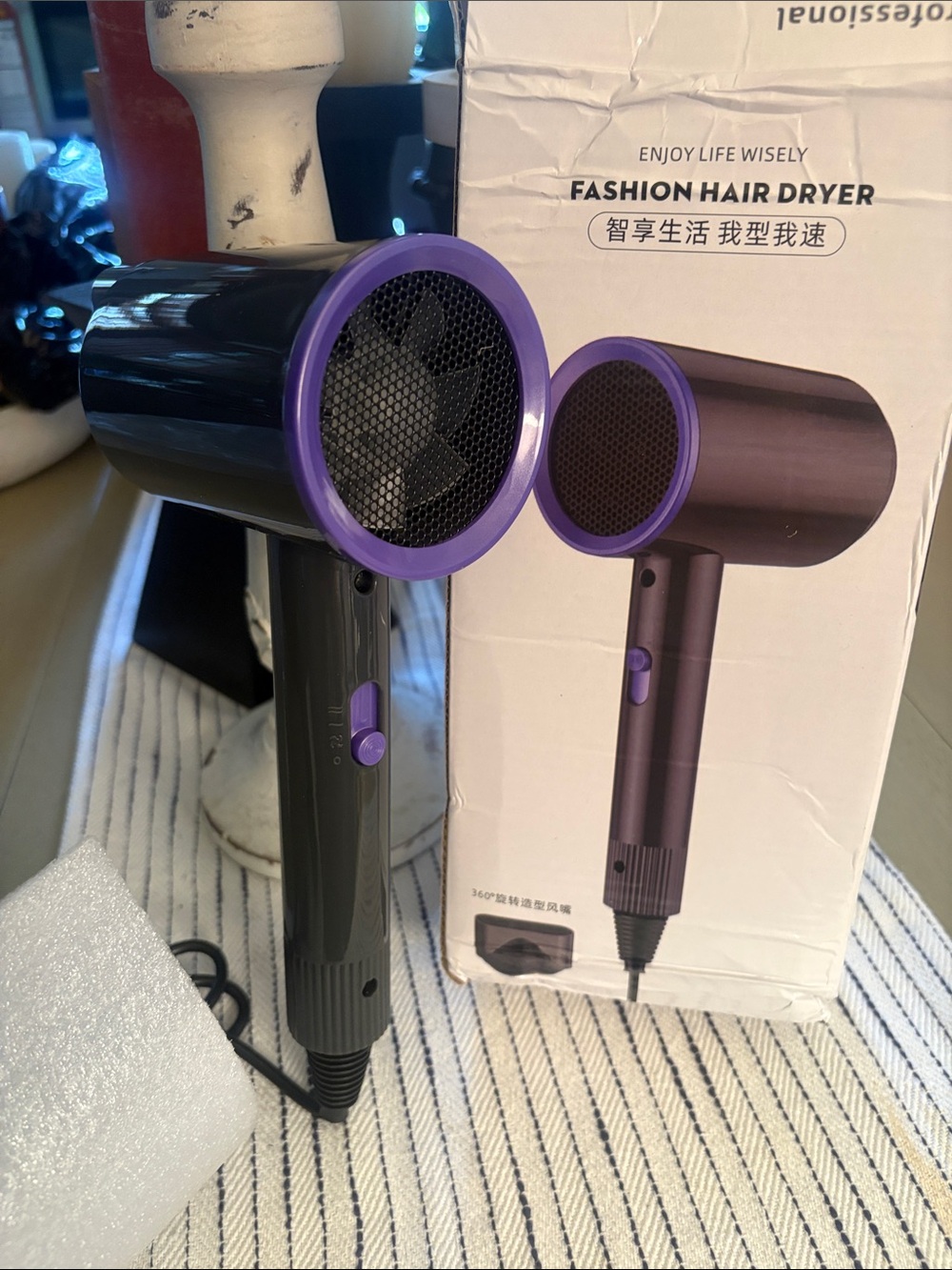 Fashion to Figure Black Hair Dryer with Purple Trim
